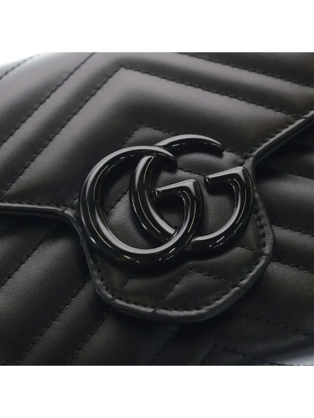 ★SOLD★ Gucci GG Marmont Chain Wallet Shoulder Bag Black Leather - Picture 5 of 6